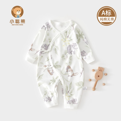 新生儿纯棉连体衣春秋款0一6月