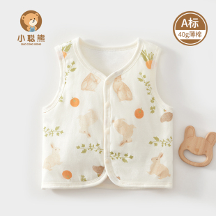 宝宝马甲纯棉保暖婴儿衣服三层夹棉小月龄背心坎肩春秋季 外穿马夹