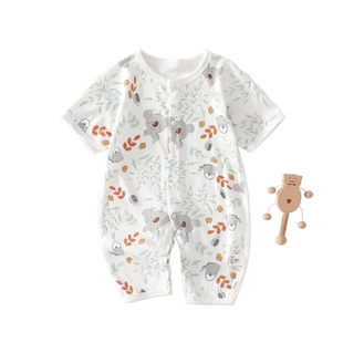 婴儿衣服夏季短袖长裤连体衣薄款女宝宝夏装空调服纯棉睡衣73码男