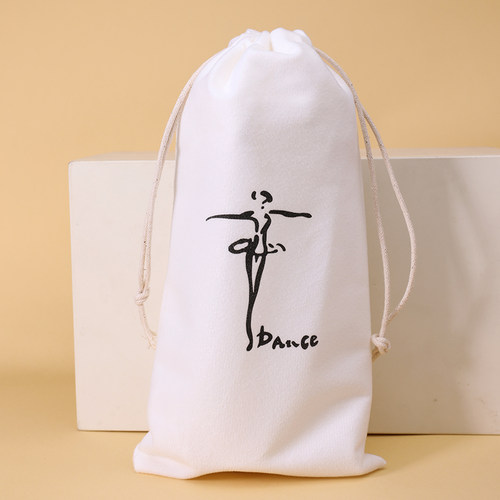 跨境新款舞蹈鞋束口袋涤纶绒布帆布双抽绳芭蕾鞋袋缎面色丁布袋