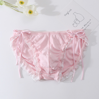 少女风弹力舒适男士伪娘系带内裤