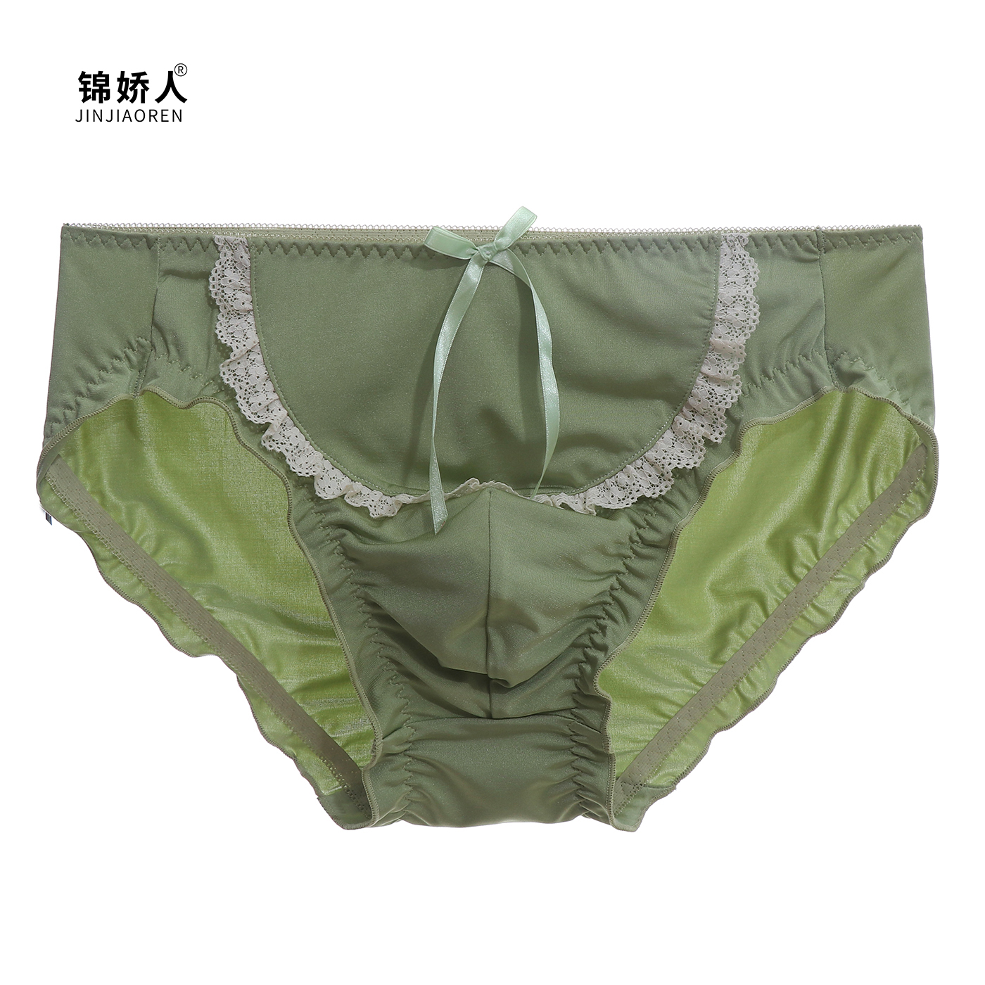 公子情趣可爱蝴蝶结蕾丝轻薄柔软牛奶丝面料（带囊袋）男士内裤