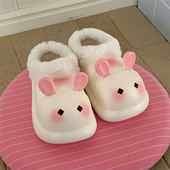 女学生防水外穿懒人时尚 冬季 棉拖鞋 居家防滑可爱小兔子毛毛拖棉鞋