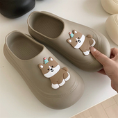 户外防滑防水大头雨鞋 网红可爱生日帽小狗厚底懒人半拖鞋 女春夏季