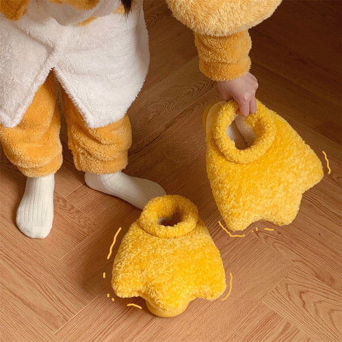 冬季可爱趣味保暖全包跟棉拖鞋