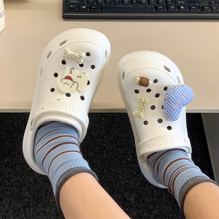 包头凉拖鞋 足弓厚底百搭学生海边防滑洞洞鞋 韩系爱心小狗女士夏季