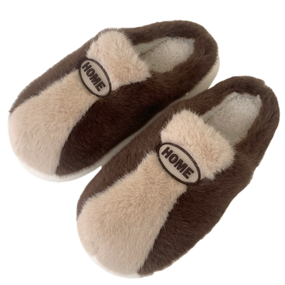 细细条男士英文字母包头棉拖鞋