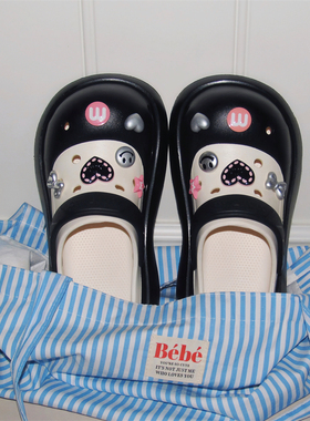 少女心女甜酷紫色防滑包头时尚蝴蝶结凉拖鞋lo鞋软厚底夏季洞洞鞋