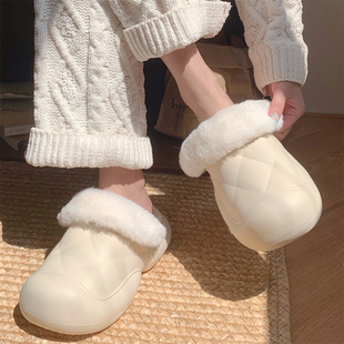 防滑防水可拆卸包头毛毛鞋 女冬季 休闲防滑保暖居家外穿壳子棉拖鞋