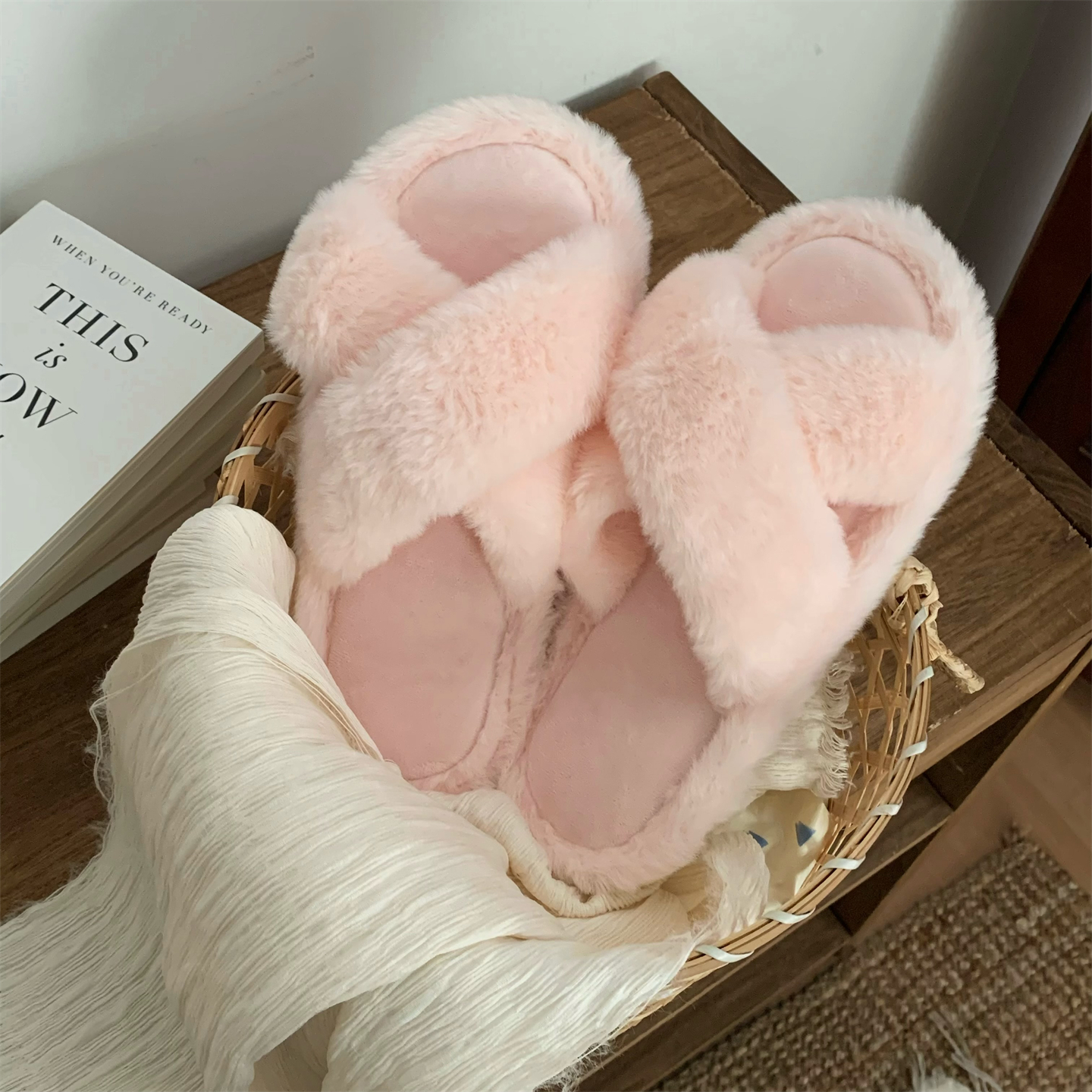 简约高级感毛毛拖鞋女外穿秋冬