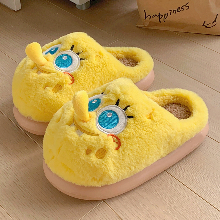 可爱海绵宝宝居家防滑保暖棉拖鞋