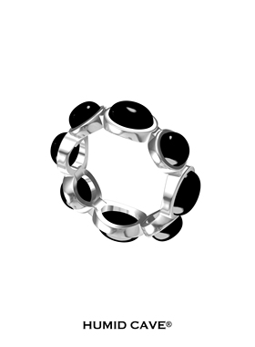 HUMID CAEV 多面镶嵌黑耀石中性风原创小众设计男女同款戒指