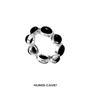 HUMID CAEV 多面镶嵌黑耀石中性风原创小众设计男女同款戒指