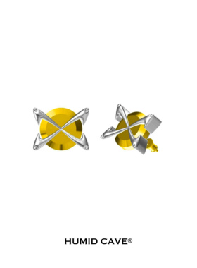 HUMID CAVE 中性风男女同款小众耳钉金银双色立体爪设计
