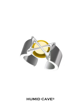 HUMID CAVE 中性风开口设计男女戒指金银双色立体爪 汪苏泷同款