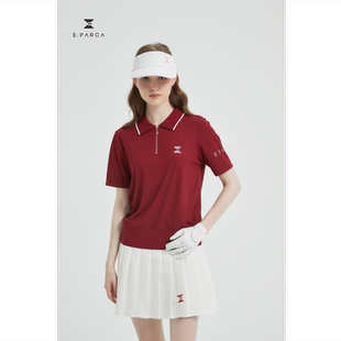 夏季 polo领短袖 E.PARCA2023高尔夫女装 款 高尔夫针织衫 红