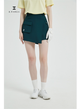 E.PARCA2023高尔夫女装夏季款墨绿色系口袋装饰高尔夫半裙裤