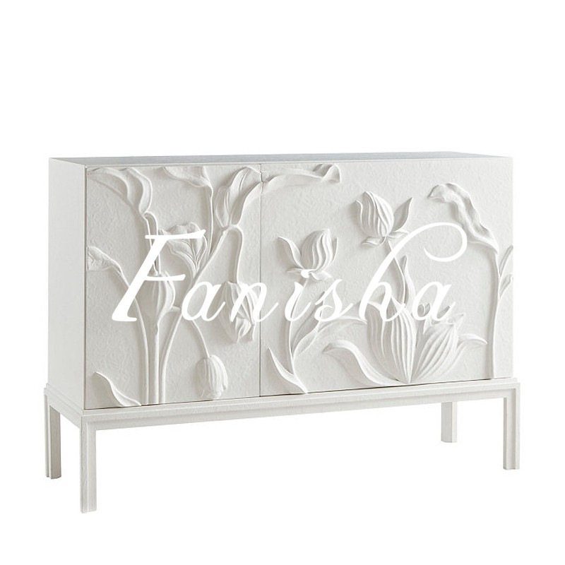 美式乡村实木雕花玄关柜欧式法式浮雕客厅装饰柜白色简约门厅柜