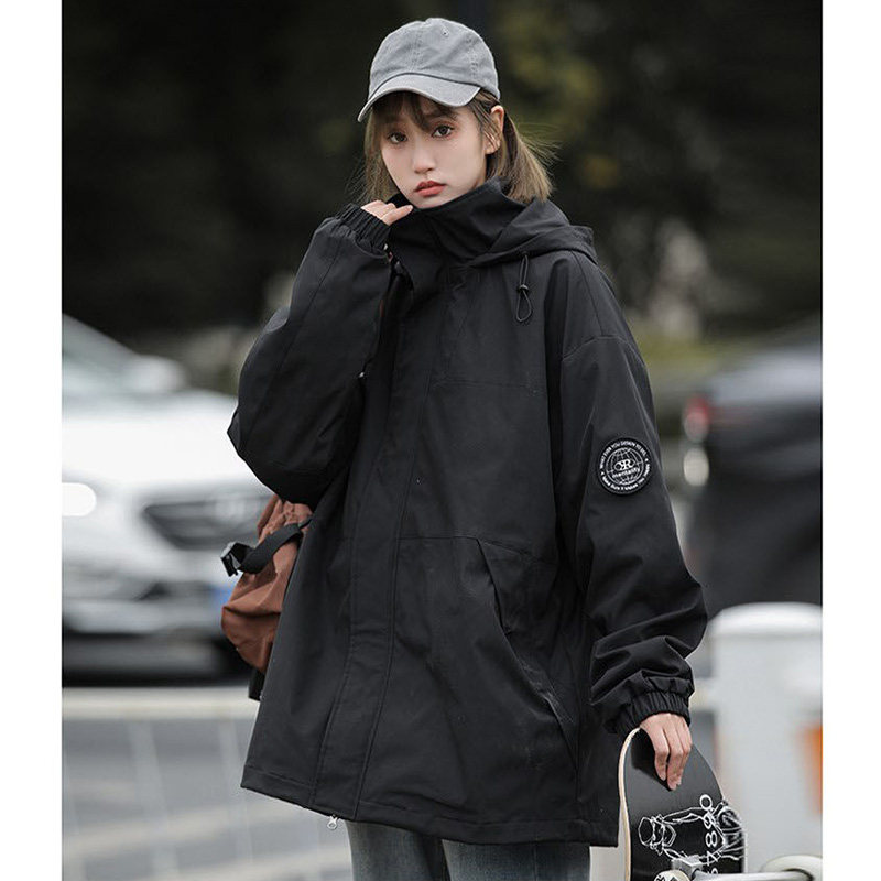 美式hiphop冲锋衣外套男女夹克秋冬新款户外登山服