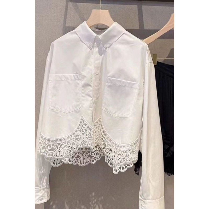 2026新款气质高级法式拼接设计感小众长袖衬衫女防晒打底衬衣上衣