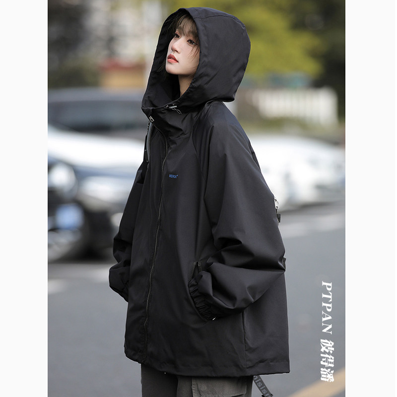 美式冲锋衣外套男女春秋款宽松复古工装连帽夹克高街潮牌休闲外套,女装/女士精品,短外套,淘宝优惠券,粉丝福利购,淘宝优惠卷