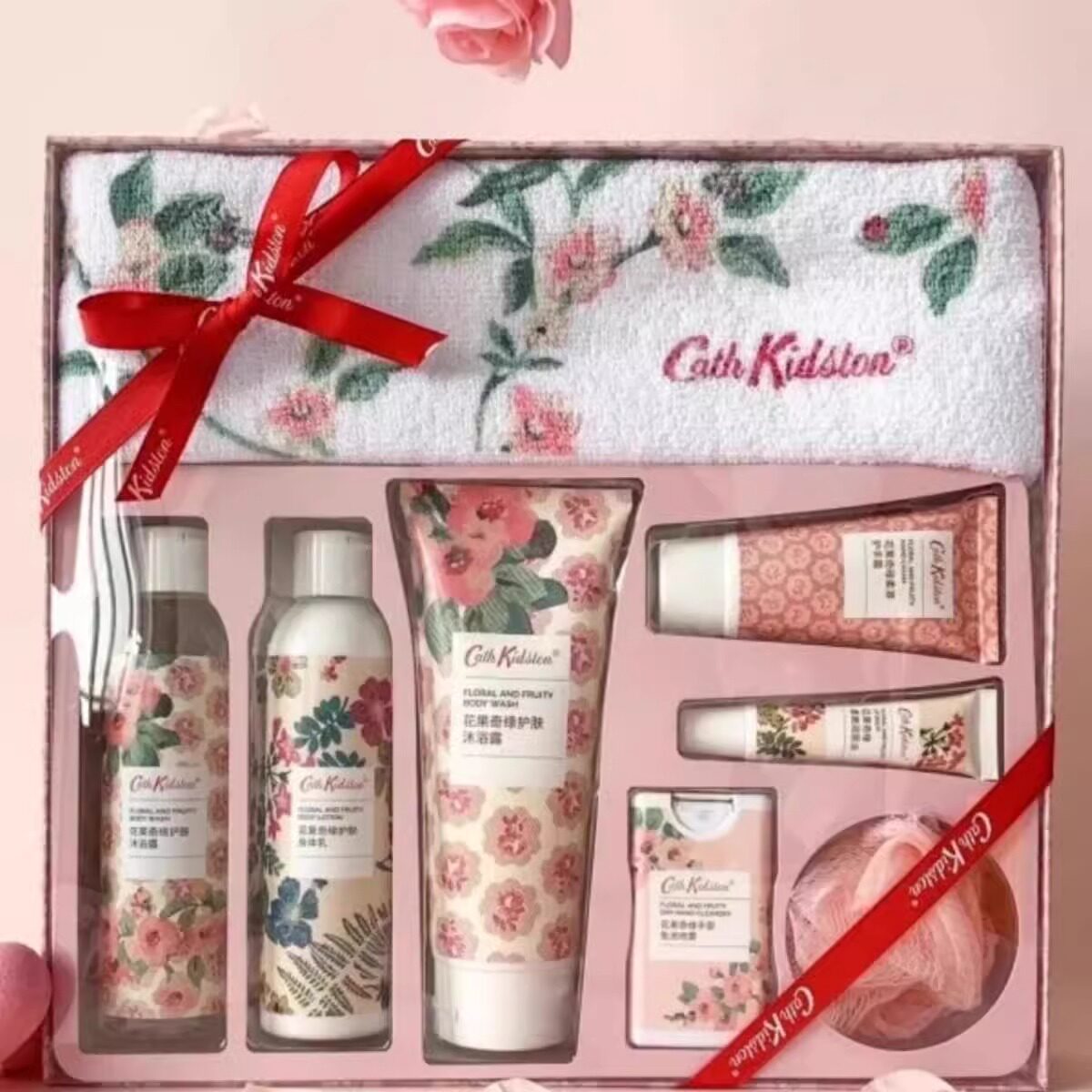 送礼袋]正品Cath Kidston玫瑰礼盒身体洗护香氛套装护手霜洗发露