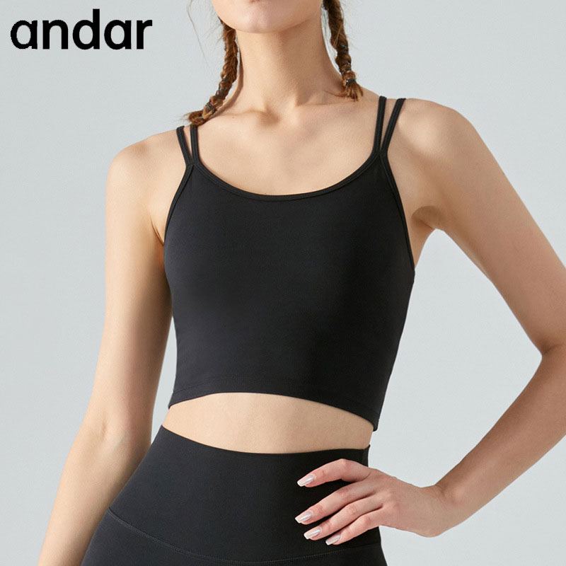 Andar瑜伽背心女细肩带胸垫运动健身文胸跑步防震性感美背内衣