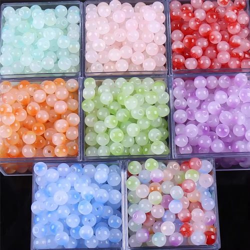 琉璃珠8/10mm渐变双色串珠配件