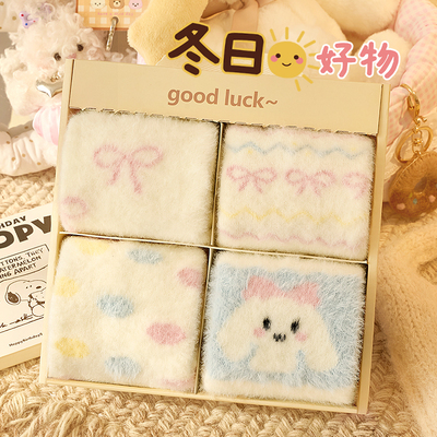冬天可爱水貂绒厚袜子女礼盒装