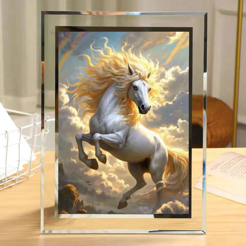 招财水晶玻璃相框摆台新年卧室