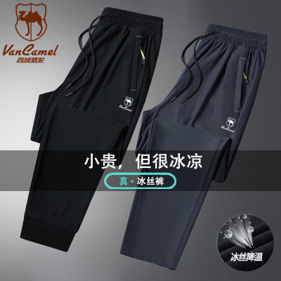 VANCAMEL/西域骆驼夏季冰丝薄款运动裤宽松大码男士休闲速干长裤