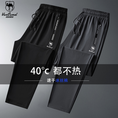 VANCAMEL/西域骆驼夏季冰丝薄款运动裤宽松大码男士休闲速干长裤
