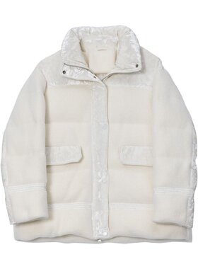 UX 冬季新款 白色丝绒拼接羽绒服女短款