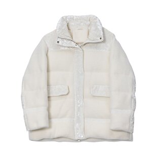 UX 冬季新款 白色丝绒拼接羽绒服女短款