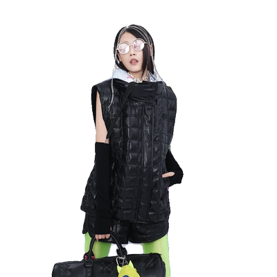 UX秋冬新款艺术家联名黑色羽绒马甲鸭绒