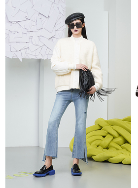 白色拼接夹克女UX经典冬日新款女装高级时尚气质休闲百搭设计ins