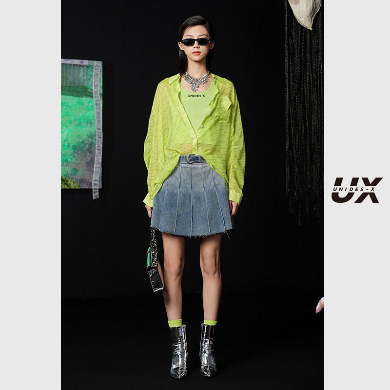 UX2024夏季新款黄绿色背心毛衫图片