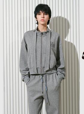 UX 冬季新款 灰色领带立领卫衣女 时尚