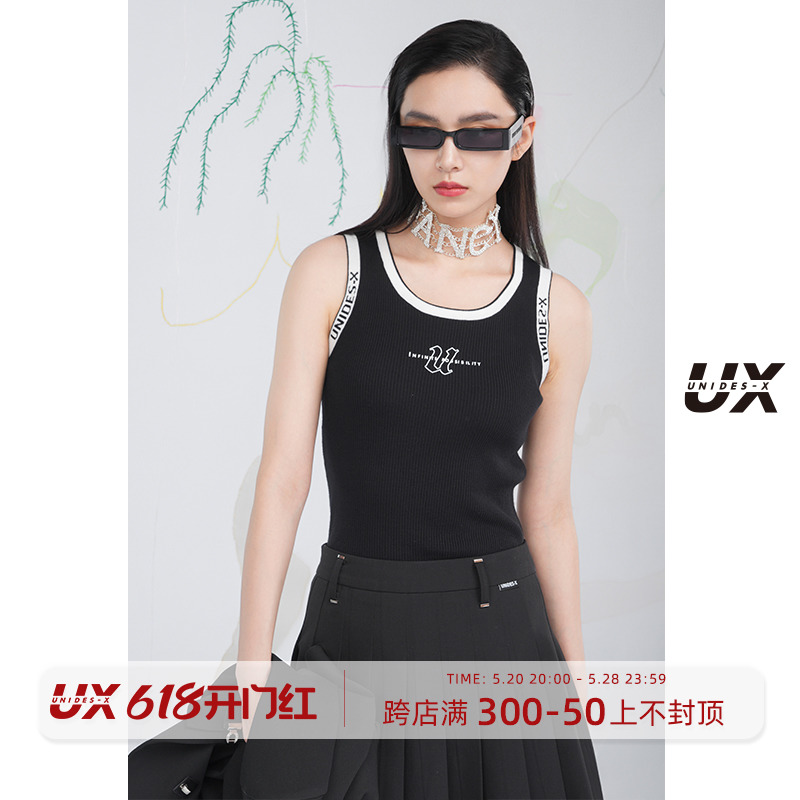 UX2024春夏新款运动休闲辣妹U领设计感无袖背心吊带内搭外穿女