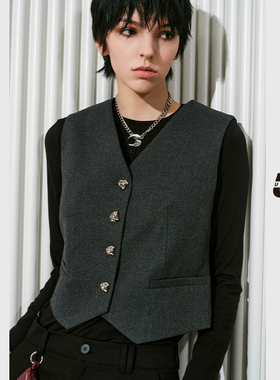 UX 冬季新款 灰色棉马甲女 时尚气质通勤上衣 百搭单品