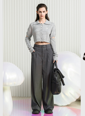 【呼呼专享】UNIDESXUX新款灰色长裤DK302010A284