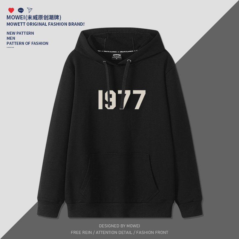 1977卫衣男款美式高街oversize西海岸潮牌外套宽松秋冬加厚连帽衫