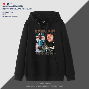 巴西内马尔卫衣美式复古高街hiphop潮牌连帽衫冬季加绒加厚外套男