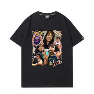 勇士普尔T恤男美式复古海报印花短袖ins潮牌嘻哈宽松夏季半袖纯棉