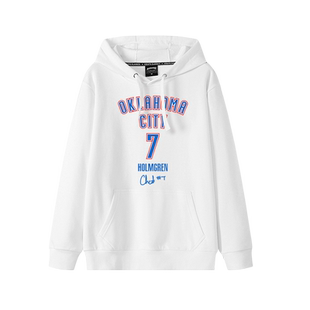 雷霆队霍姆格伦卫衣男美式休闲圆领秋冬加绒切特7号篮球衣服外套