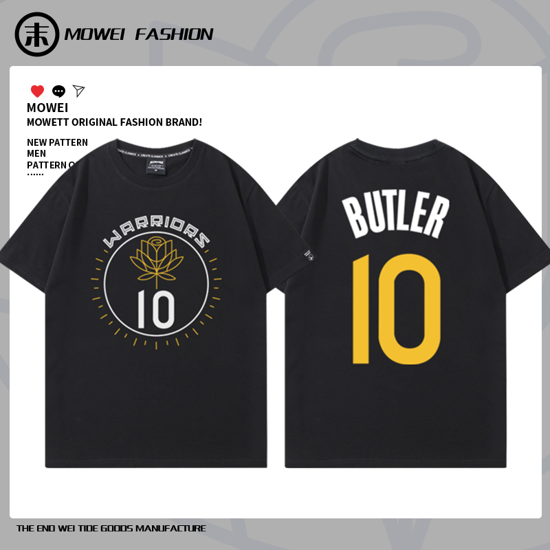 勇士队吉米巴特勒10号篮球衣男美式休闲运动训练服宽松短袖T恤棉