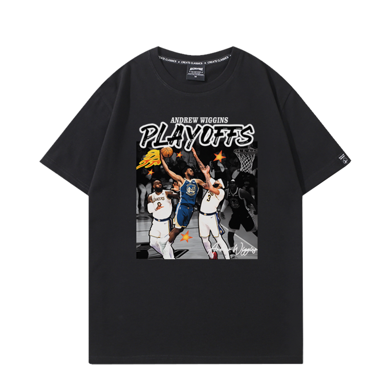 勇士队威金斯T恤男隔扣戴维斯ins潮流美式篮球运动短袖宽松半袖夏