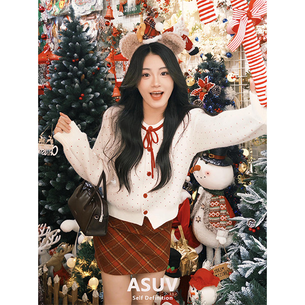 秋冬季女装红色温柔系新年圣诞节穿搭一套入冬小香风套装连衣裙子