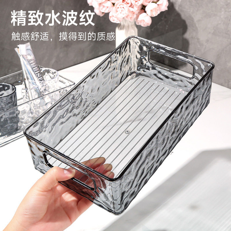 轻奢化妆品桌面收纳亚克力透明收纳盒梳妆台洗手池台面