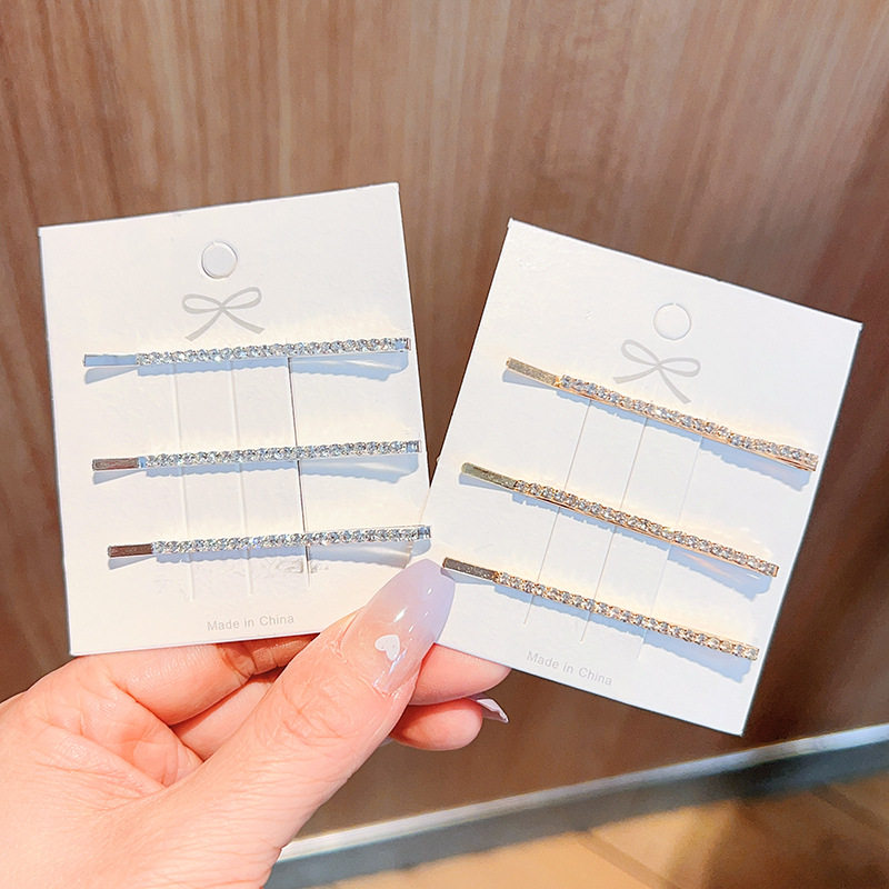 金智妮同款简约发夹一字水钻发卡韩国网红发卡少女夹子头饰边夹